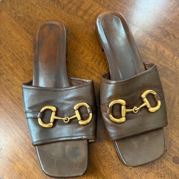 Gucci Brown leather mule sandal - Picture 1 of 6